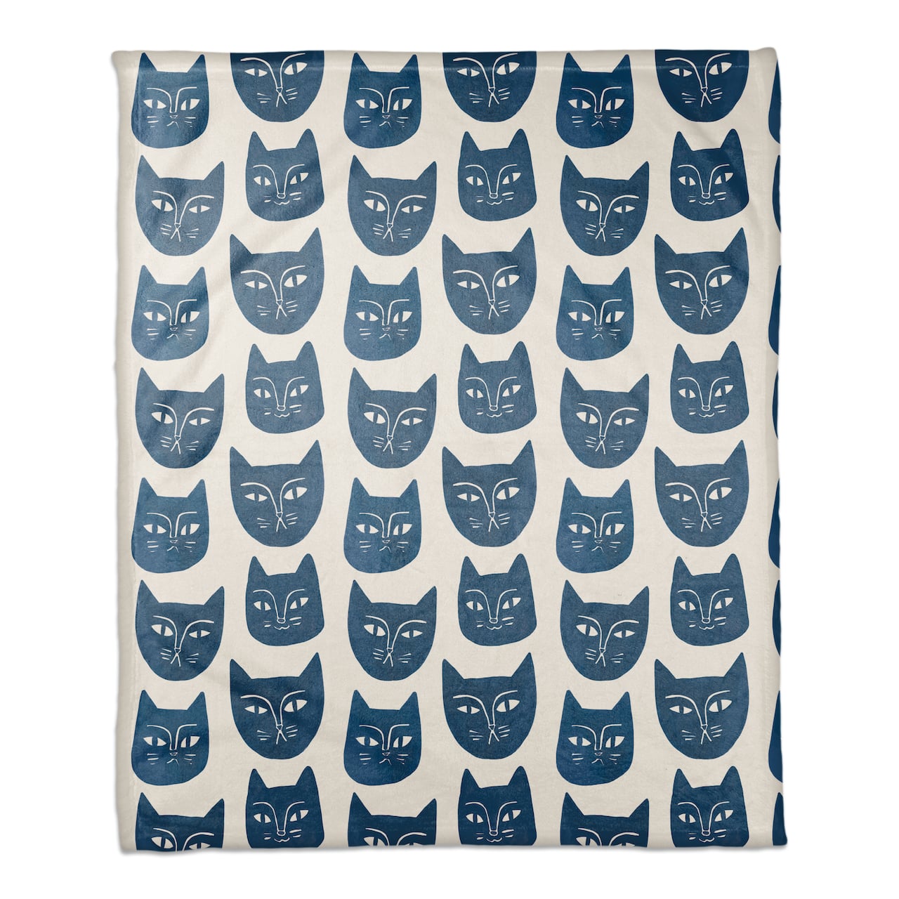 Blue Cat Face Pattern 50" x 60" Coral Fleece Blanket